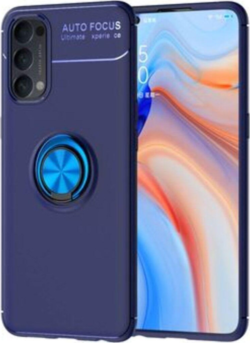 Oppo Reno 4 Ultra Koruma Sağlayan Stant Özellikli Yüzüklü Ravel Silikon Kılıf