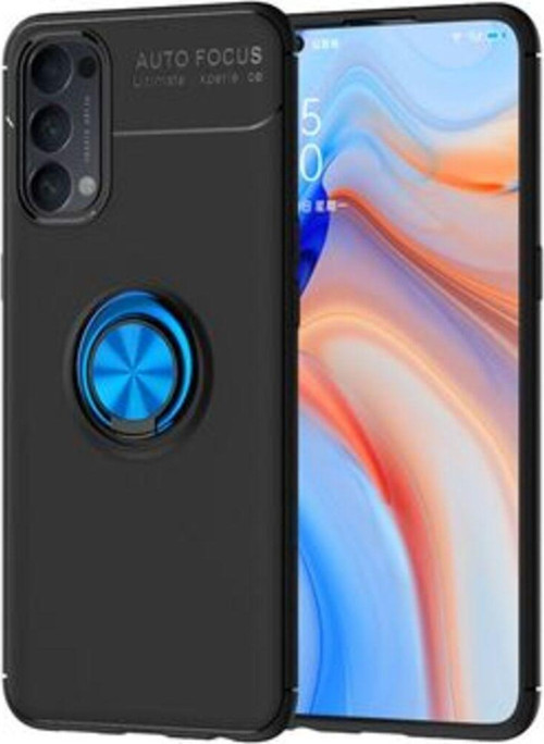 Oppo Reno 4 Ultra Koruma Sağlayan Stant Özellikli Yüzüklü Ravel Silikon Kılıf