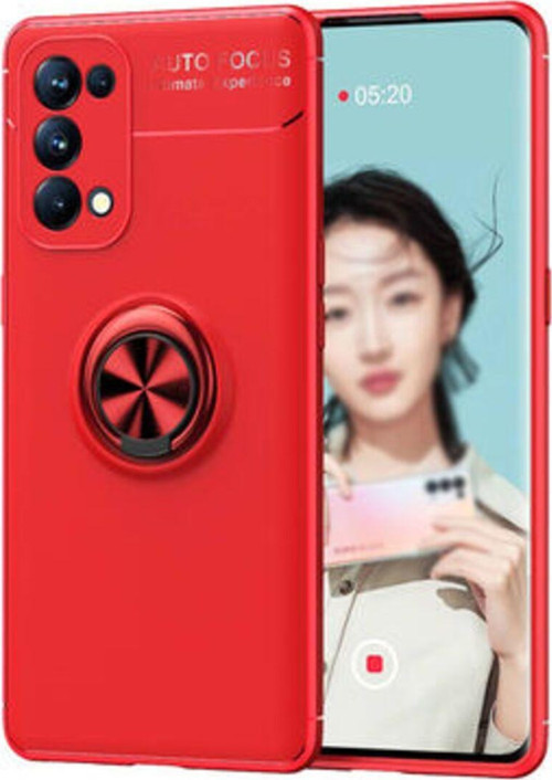 Oppo Reno 5 5G Ultra Koruma Sağlayan Stant Özellikli Yüzüklü Ravel Silikon Kılıf