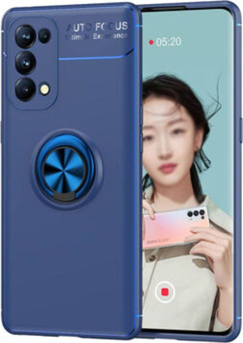 Oppo Reno 5 5G Ultra Koruma Sağlayan Stant Özellikli Yüzüklü Ravel Silikon Kılıf