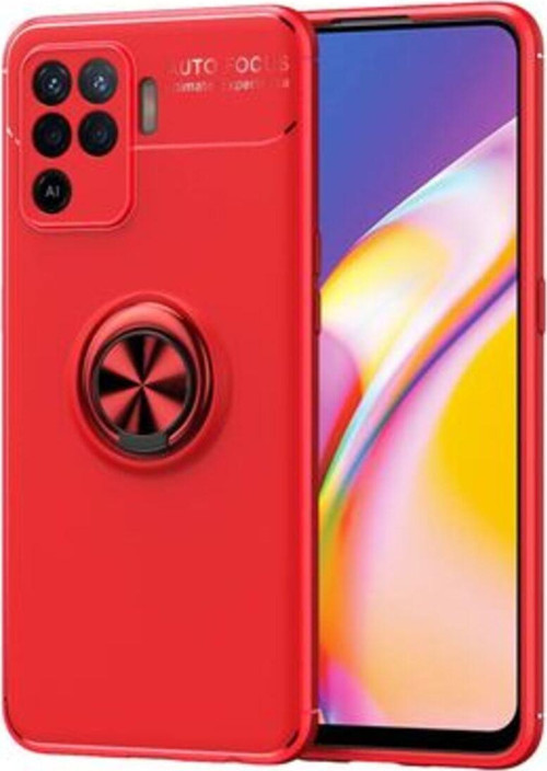 Oppo Reno 5 Lite Ultra Koruma Sağlayan Stant Özellikli Yüzüklü Ravel Silikon Kılıf