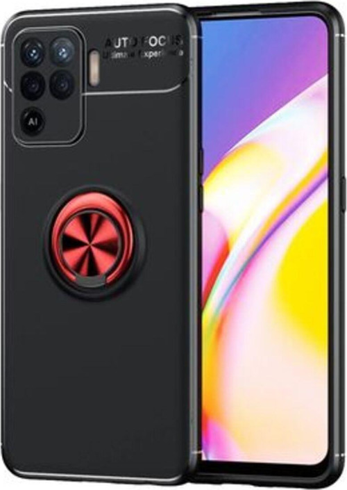 Oppo Reno 5 Lite Ultra Koruma Sağlayan Stant Özellikli Yüzüklü Ravel Silikon Kılıf