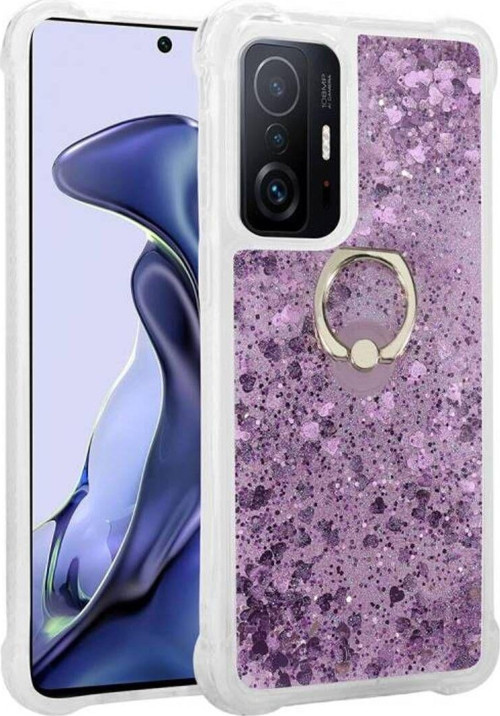 Xiaomi Mi 11T 5G Sıvı Simli Ve Yüzüklü Şık Milce Premium Silikon Kılıf