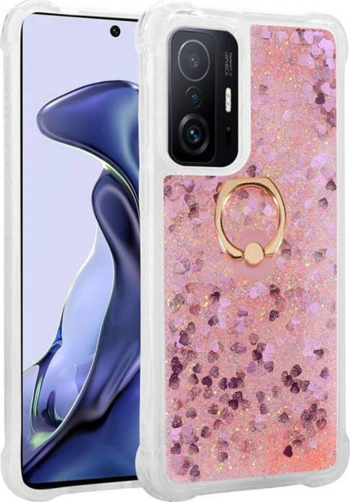 Xiaomi Mi 11T Pro 5G Sıvı Simli Ve Yüzüklü Şık Milce Premium Silikon Kılıf