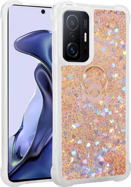Xiaomi Mi 11T Pro 5G Sıvı Simli Ve Yüzüklü Şık Milce Premium Silikon Kılıf