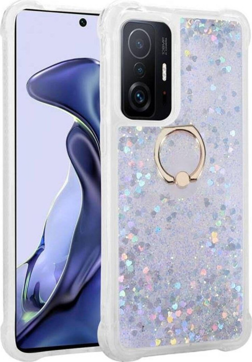Xiaomi Mi 11T Pro 5G Sıvı Simli Ve Yüzüklü Şık Milce Premium Silikon Kılıf