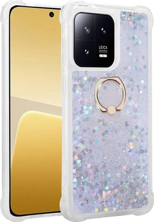 Xiaomi Mi 13 Sıvı Simli Ve Yüzüklü Şık Milce Premium Silikon Kılıf