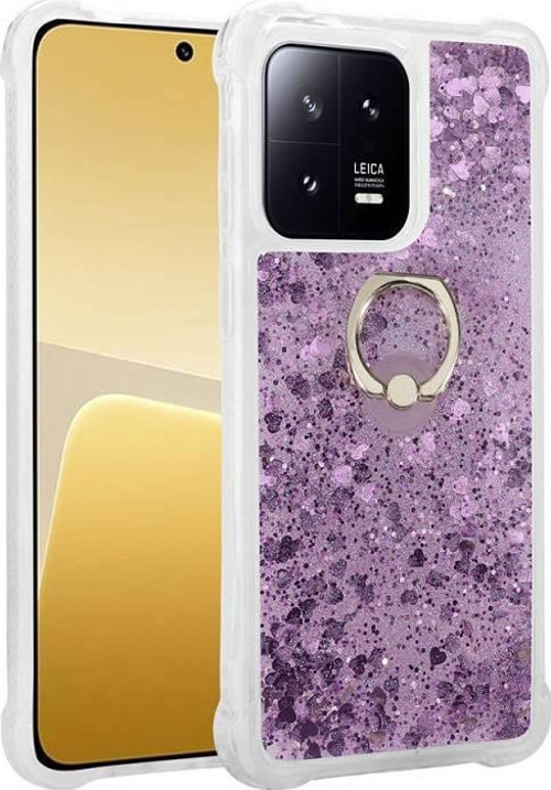Xiaomi Mi 13 Sıvı Simli Ve Yüzüklü Şık Milce Premium Silikon Kılıf