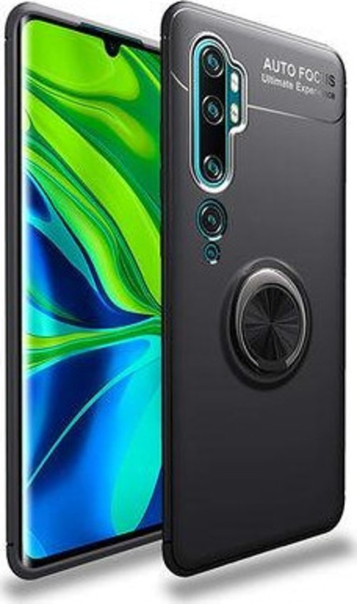 Xiaomi Mi Note 10 Ultra Koruma Sağlayan Stant Özellikli Yüzüklü Ravel Silikon Kılıf