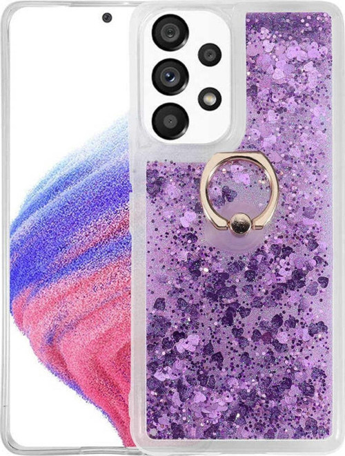 Samsung Galaxy A53 5G Yüzüklü Sıvılı Ve Simli Milce Premium Silikon Kılıf