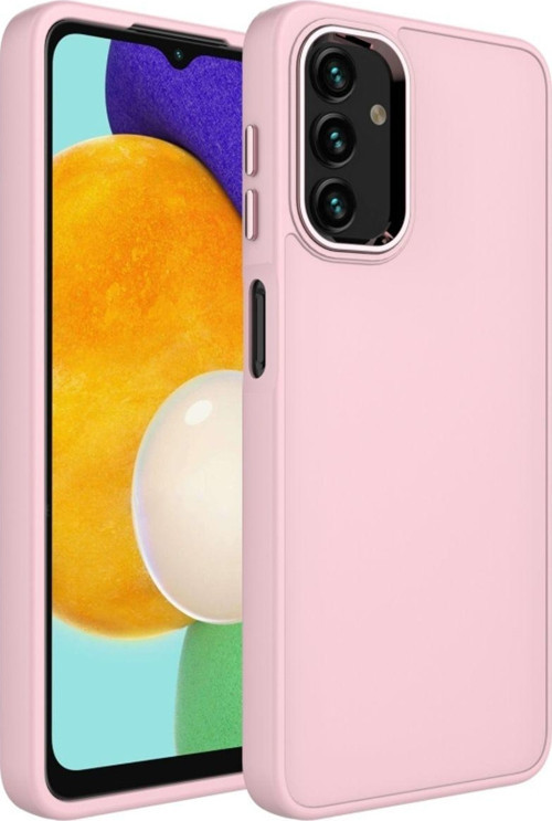 Samsung Galaxy A04 Kılıf Metal Çerçeve Ve Buton Tasarımlı Silikon Luna Kapak