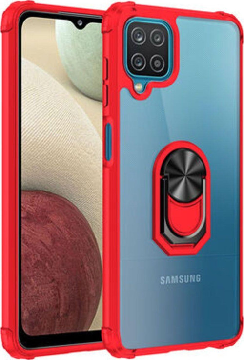 Samsung Galaxy A12 Yüzüklü Ve Kenarları Renkli Köşe Korumalı Mola Premium Pc Silikon Kılıf