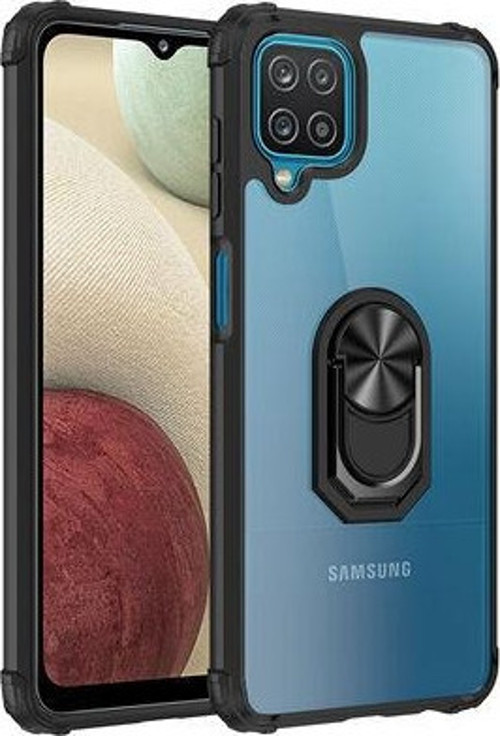 Samsung Galaxy A12 Yüzüklü Ve Kenarları Renkli Köşe Korumalı Mola Premium Pc Silikon Kılıf