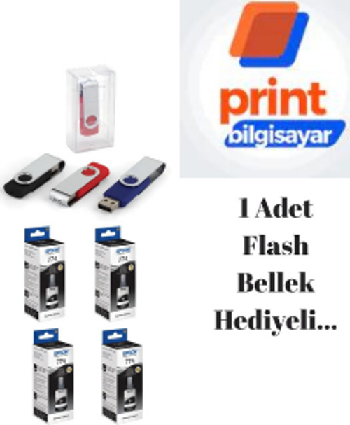 T7741 / L1455 Siyah Orjinal Mürekkep 4'LÜ Avantaj Paket Flash Usb Bellek Hediyeli