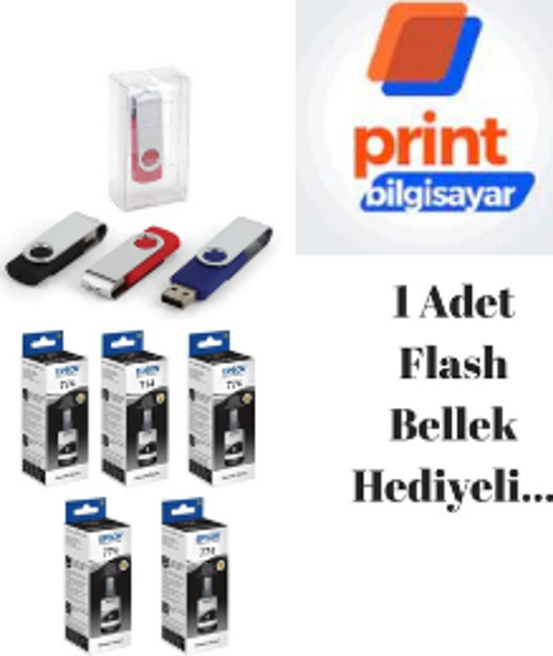 T7741 / L1455 Siyah Orjinal Mürekkep 5'Lİ Avantaj Paket Flash Usb Bellek Hediyeli