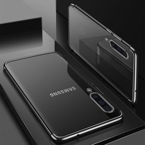 Samsung Galaxy A30S Kenarları Renkli Arkası Şeffaf Bosses Premium Silikon Kılıf