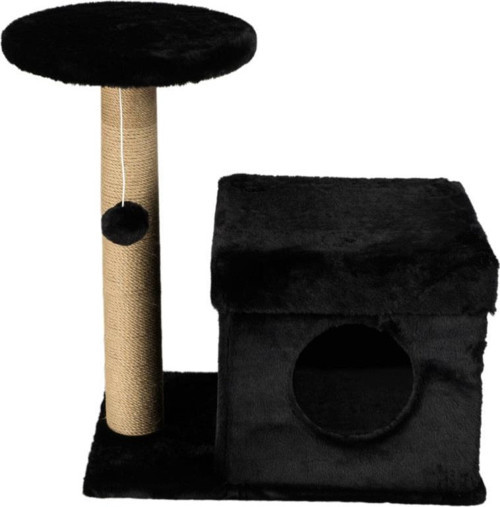 39x72x80 cm Kedi Oyun Evi ve Tırmalama Platformu Siyah - Purlo