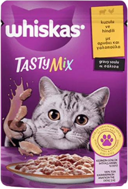 Pouch TastyMix Sos İçinde Kuzulu ve Hindili Yetişkin Kedi Konservesi 85gr