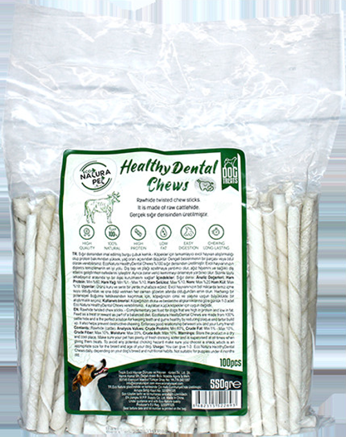 Eco Pet Healty Dental Chews Naturel Burgu Kemik 13Cm 100Lü 550Gr
