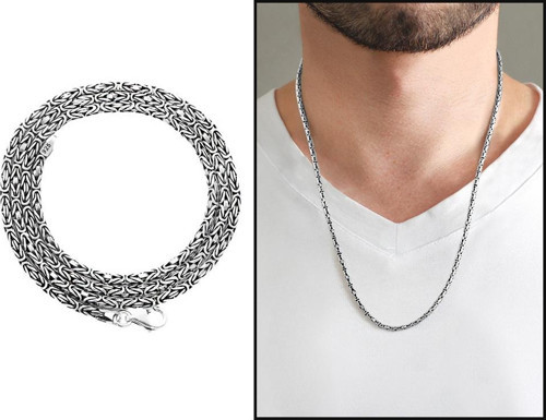 925 Ayar Gümüş 60 cm Uzunluk 3 mm Genişlik 80 Mikron Kalınlık Erkek Kral Zincir