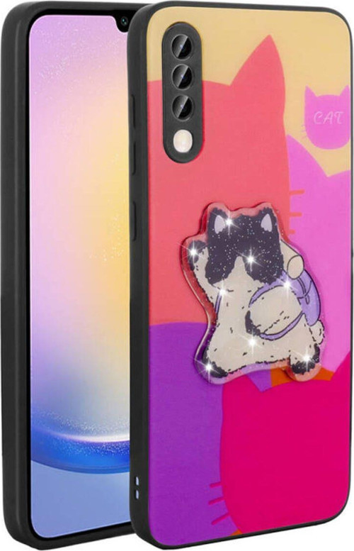 Samsung Galaxy A50 Parlak Kabartmalı Ve Sevimli Figürlü Şık Amas Silikon Kılıf