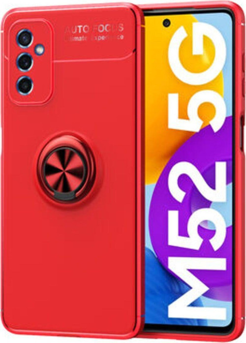 Samsung Galaxy M52 Ultra Koruma Sağlayan Stant Özellikli Yüzüklü Ravel Silikon Kılıf