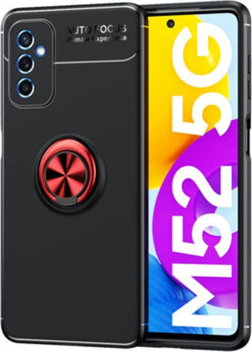Samsung Galaxy M52 Ultra Koruma Sağlayan Stant Özellikli Yüzüklü Ravel Silikon Kılıf