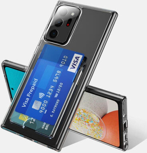 Samsung Galaxy Note 20 Ultra Şeffaf Kart Bölmelli Sert Ensa Premium Silikon Kılıf