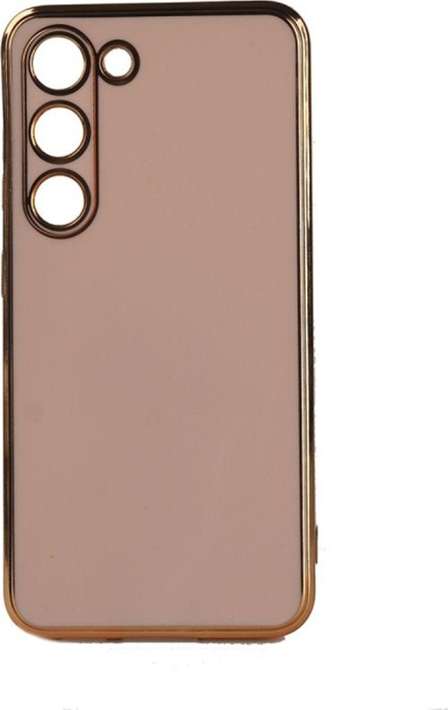 Samsung Galaxy S23 Parlak Yapılı Ve Kenarları Altın Görünümlü Şık Bark Premium Silikon Kılıf