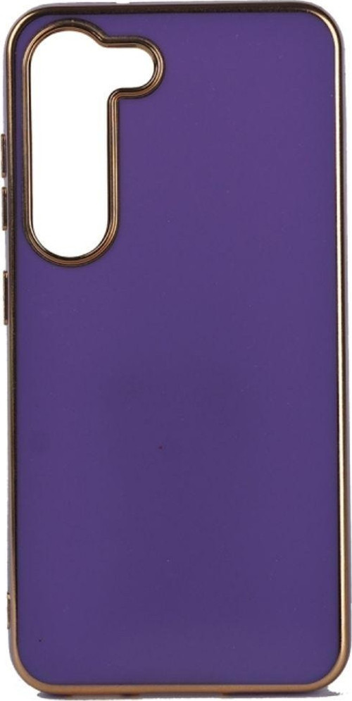 Samsung Galaxy S23 Parlak Yapılı Ve Kenarları Altın Görünümlü Şık Bark Premium Silikon Kılıf