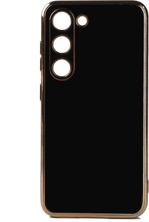 Samsung Galaxy S23 Parlak Yapılı Ve Kenarları Altın Görünümlü Şık Bark Premium Silikon Kılıf