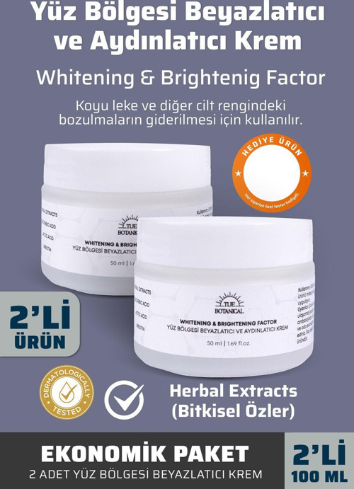 İkili Ekonomik Yüz Bölgesi Beyazlatıcı Ve Aydınlatıcı Krem - 50 Ml - Whitening & Brightenig Factor