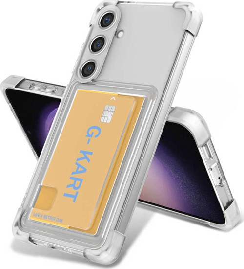Samsung Galaxy S24 Plus Kılıf Kartlıklı Ve Airbag Tasarımlı Şeffaf G-Kart Kapak