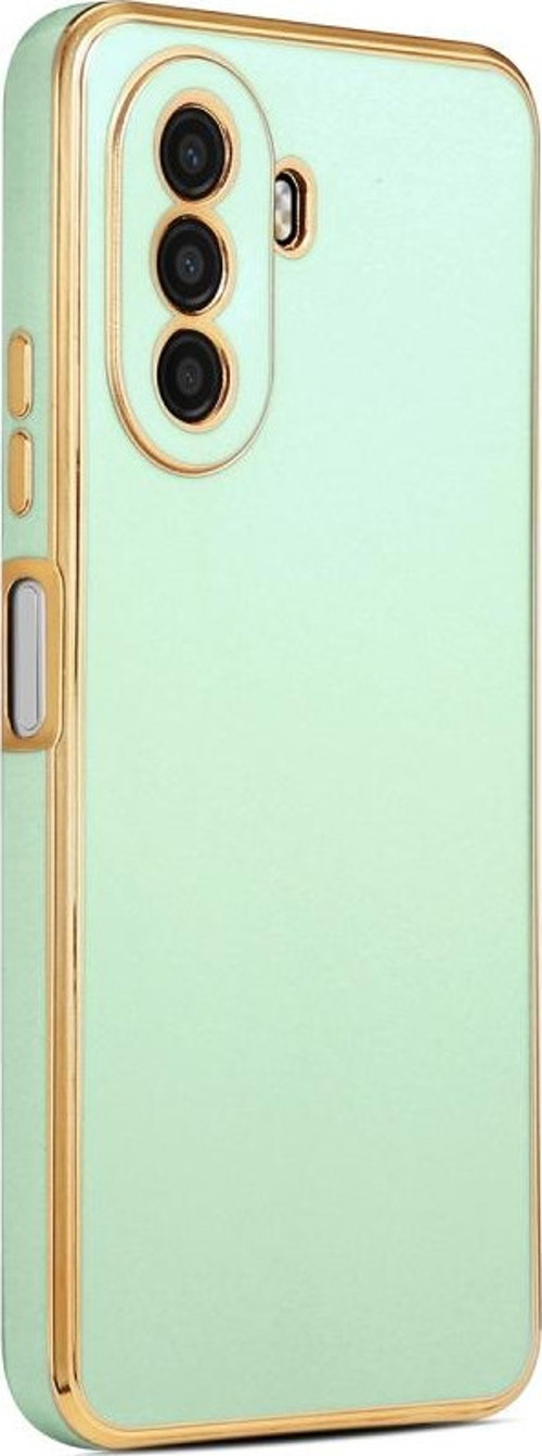 Huawei Nova Y70 Parlak Yapılı Ve Kenarları Altın Görünümlü Şık Bark Premium Silikon Kılıf