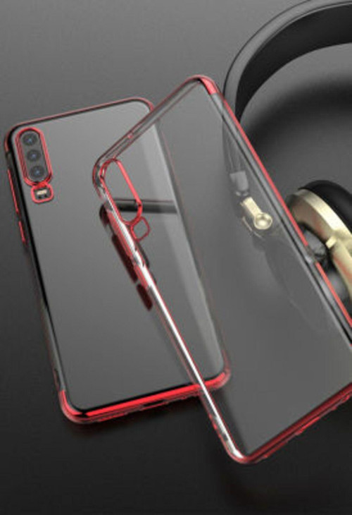 Huawei P30 Kenarları Renkli Arkası Şeffaf Bosses Premium Silikon Kılıf