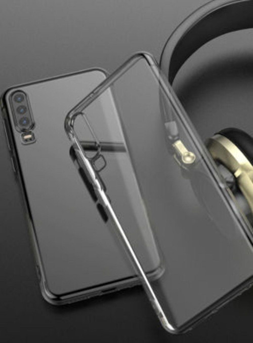 Huawei P30 Kenarları Renkli Arkası Şeffaf Bosses Premium Silikon Kılıf