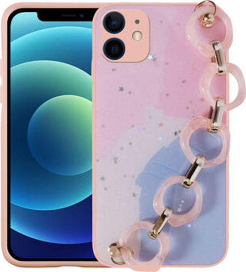 İphone 12 Simli Desenli Ve Elcikli Şık Elsa Premium Kılıf