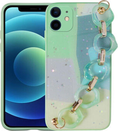 İphone 12 Simli Desenli Ve Elcikli Şık Elsa Premium Kılıf