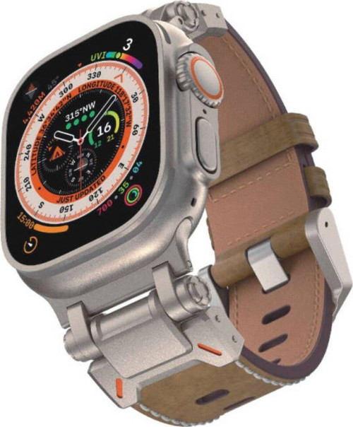 Apple Watch 42Mm Krd-114 Metal Başlıklı Suni Deri Kordon