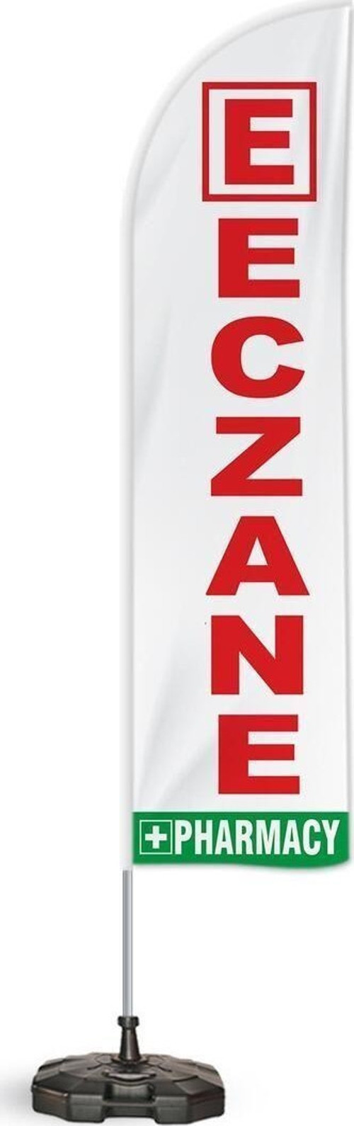 Eczane Yönlendirme Tanıtım Ve Reklam Yelken Bayragı Beyaz Pharmacy