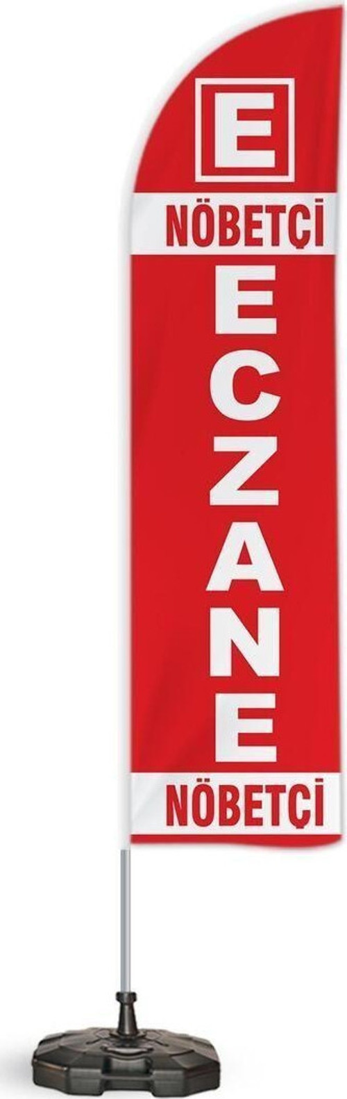 Nöbetçi Eczane Yönlendirme Tanıtım Ve Reklam Yelken Bayragı Kırmızı Logolu