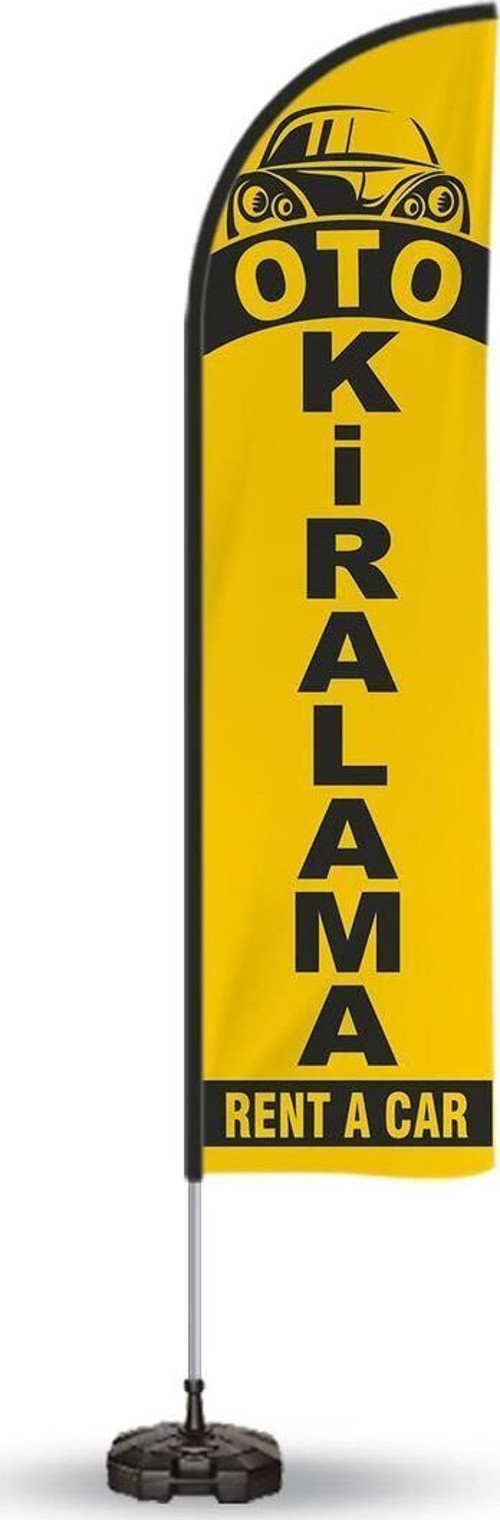 Oto Kiralama Yönlendirme Tanıtım Ve Reklam Yelken Bayragı Sarı