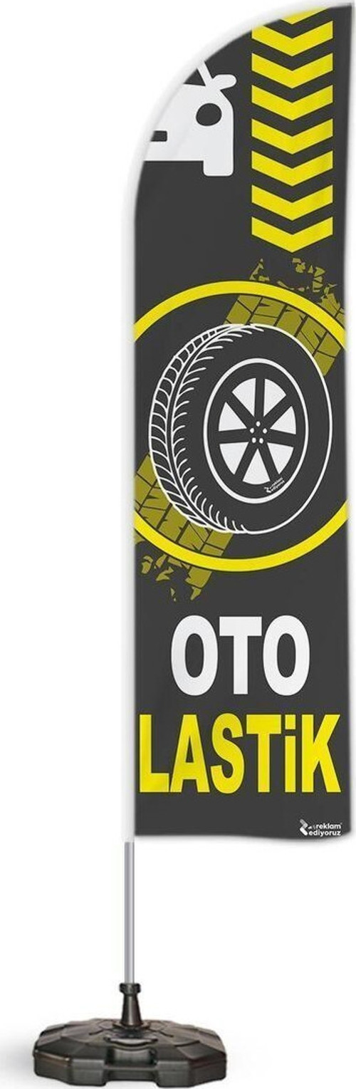 Oto Lastik Temalı Yelken Bayrak Takımı Gri 1 Adet
