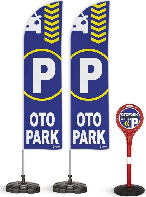 Otopark Temalı 2 Adet Yelken Bayrak Ve 1 Bariyer Duba Takımı