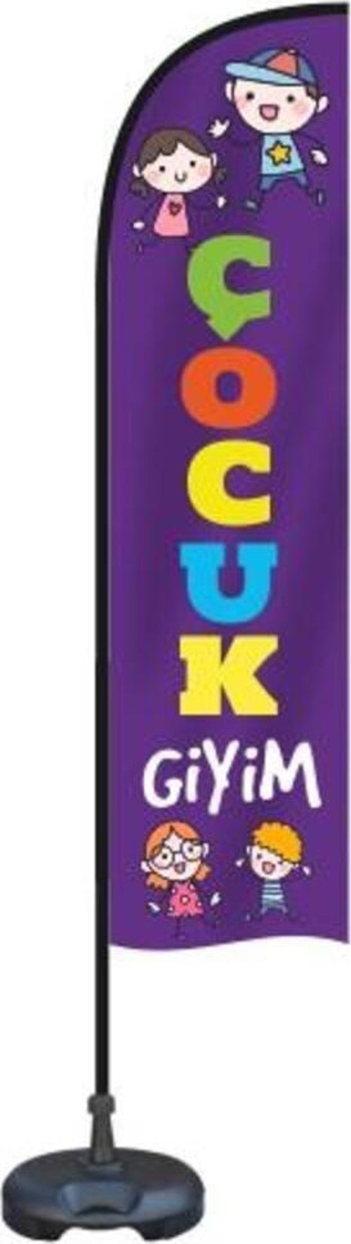 Reklam Ediyoruz Yelken Bayrak Çocuk Temalı Bidon Ve Direk Dahil
