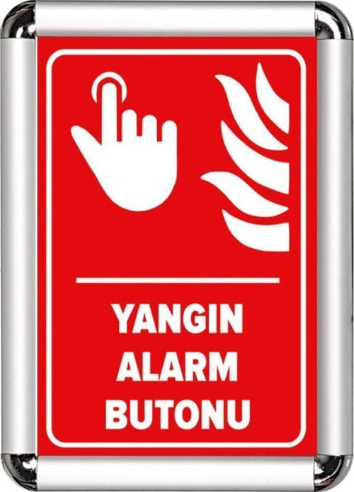 Yangın Alarm Butonu A3 Cerceveli Uyarı Ve Yönlendirme Levhası