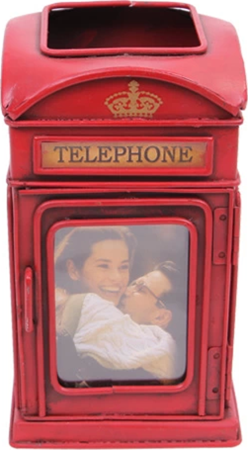 Dekoratif Metal Londra Telefon Kulübesi Kalemlik Ve Çerçeveli