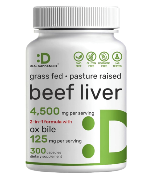 Swanson Deal Supplement Beef Liver Supplement With Ox Bile 4,500Mg Per Serving, 300 Capsules.Made In Usa.35