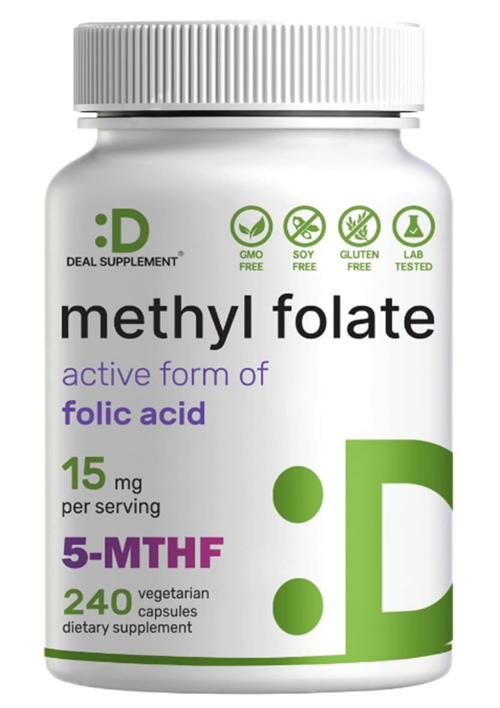 Swanson Deal Supplement L Methylfolate 15Mg 240 Veggie Capsul – Active Folic Acid Form (5-Mthf), Bioavaila