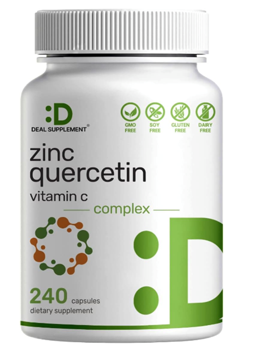 Swanson Deal Supplement Zinc + Quercetin 500Mg With Vitamin C, 240 Capsules, 4-1 Zinc 50Mg Complex With 95%